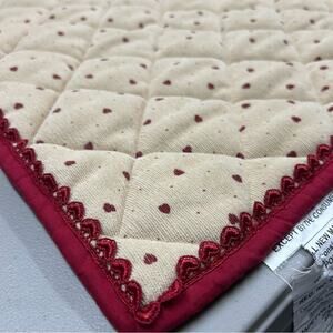 Pottery Barn Sham Cream Red Hearts Lace Trim Pillow Cover Standard NEW